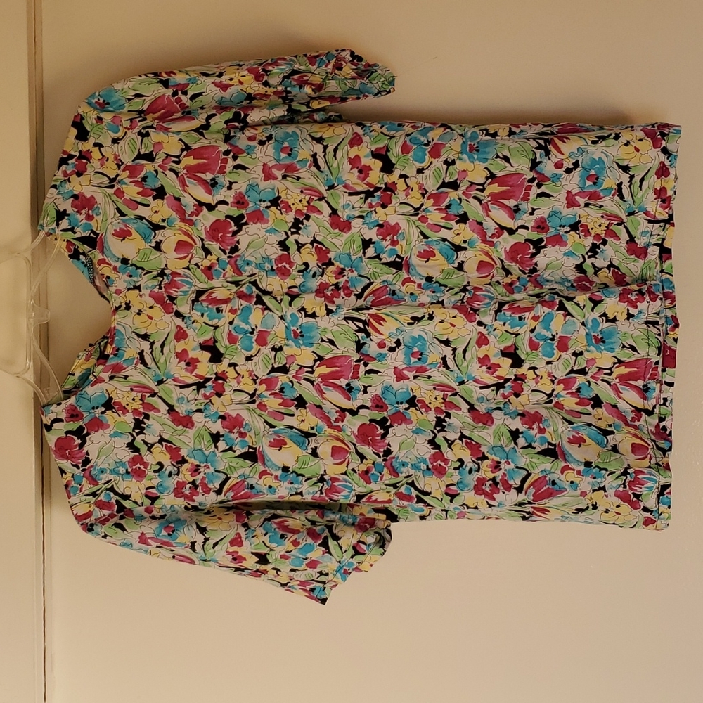 Vintage| 90’s | Floral | Peasant top | Size S | Petite| Short Sleeves